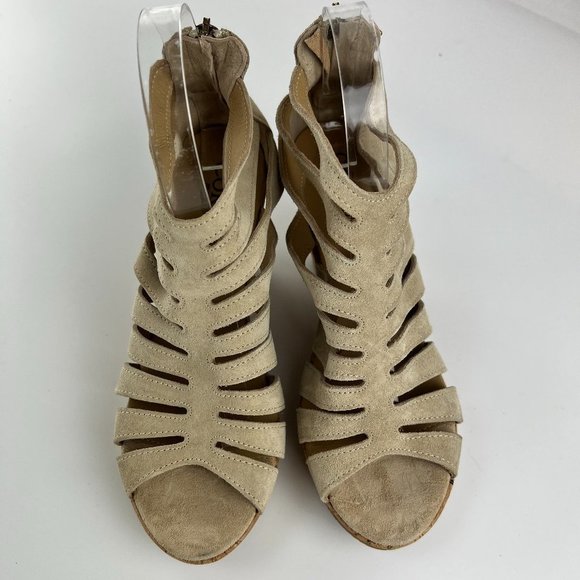 Cordani Made in Italy Electra Wedge Suede Cage Platform Sandal - Picture 8 of 16